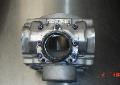 Blue titanium bolts on motorcycle engine